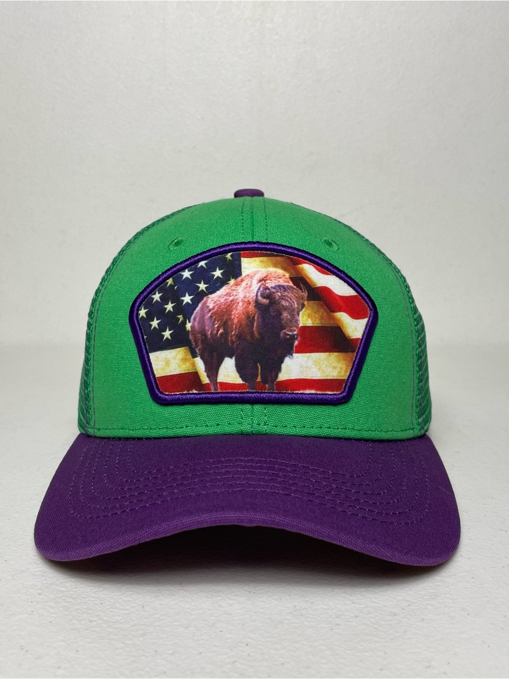 United States America USA Flag Bison Buffalo Patch Snapback Cap